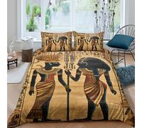 Ancient Egypt Housse de Couette Entretien Facile Microfibre Hypoallergique 3 pièces Mythical Art Style Linge de Lit avec 2 Taies d'oreiller Léger for Garçons Adolescents Super King（260x220cm）