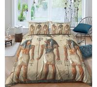 Ancient Egypt Housse de Couette Microfibre résistante 3 Pièces 3D Effet Léger Pharaohs Art Style Ensemble De Literie avec Taie d'oreiller Facile d'entretien for Couple Super King（260x220cm）