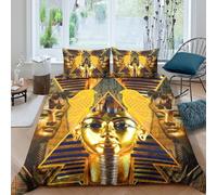 Ancient Egypt Linge de Lit 3D Effet Microfibre 3 Pièces Hypoallergique Symbolic Art Design Ensemble De Literie avec Taie d'oreiller Facile d'entretien for Chambre Adulte King（220x240cm）