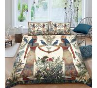 Ancient Egypt Linge de Lit résistante 3 Pièces 3D Imprimée Facile d'entretien Mythical Art Style Parure de Lit avec Taie d'oreiller Ultra Douce for Chambre de garçons Super King（260x220cm）