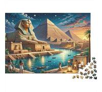 Ancient Egypt Night Scene Recycled Board Puzzle: Pyramids & Sphinx at Dusk for Adults and Kids Age 12 Years Great Gift 38x26cm/1000pcs