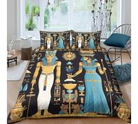 Ancient Egypt Parure de Lit Microfibre résistante 3 Pièces 3D Effet Léger Hieroglyphic Art Style Housse de Couette avec Taie d'oreiller Facile d'entretien for Garçon Super King（260x220cm）