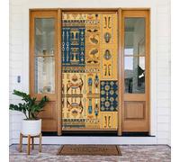 Ancient Egypt Tribe Series Bannière de porte festive avec corde, housse de porte réutilisable pour Halloween, Noël, décoration extérieure en polyester