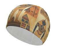 Ancient Egypt Tribe Series Bonnet de bain pour adulte, tissu élastique, bonnet de bain confortable pour cheveux longs et courts