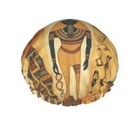 Ancient Egypt Tribe Series Bonnet de douche pour homme et femme, réglable, réutilisable, double couche, imperméable, doublure en EVA, bande élastique pour toutes les longueurs de cheveux