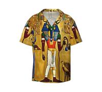 Ancient Egypt Tribe Series Chemise à manches courtes boutonnée pour homme - Chemise d'été tendance et confortable, Noir , XL