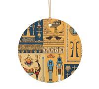 Ancient Egypt Tribe Series Décoration de Noël ronde en aluminium pour roman 8 cm