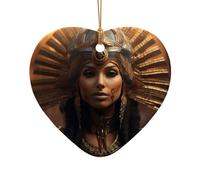 Ancient Egypt Tribe Series Décorations de Noël en céramique à suspendre pour sapin de Noël Pendentifs en porcelaine Cadeau