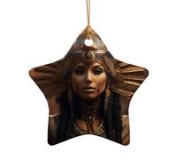 Ancient Egypt Tribe Series Décorations de Noël en céramique à suspendre pour sapin de Noël Pendentifs en porcelaine Cadeau