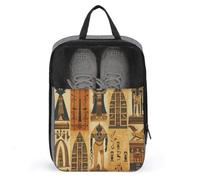 Ancient Egypt Tribe Series Sac à chaussures de voyage résistant à l'eau avec fermeture éclair, gris, taille unique, moderne, gris, Taille unique, Moderne