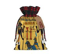 Ancient Egypt Tribe Series Sac cadeau de Noël avec cordon de serrage Motif écossais