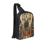 Ancient Egypt Tribe Series Sac de poitrine imprimé pour homme et femme, sac à dos à bandoulière imperméable pour coureur, entraînement, randonnée, cyclisme, voyage, Noir , Taille unique, Sac à dos