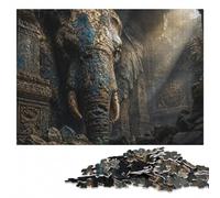Ancient Elephant Stone Relief Art Puzzle en Bois 1000 pièces pour Adultes | Puzzle pour passionné - cadeau du Nouvel An pour passionné avec activité autour de la table.