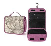 Ancient Eroded Ruines Stone Surface Trousse de toilette de voyage pour femme, organiseur de maquillage suspendu avec crochet pour shampooing