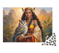 Ancient Goddess Owl Colourful Pharaoh & Cat 1000 Pieces Jigsaws Adults and Children Fun Activity for Rainy Days 38x26cm/1000pcs