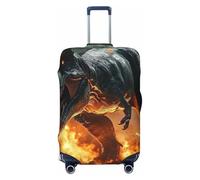 Ancient Happy Birthday Volcano Housse de protection élastique pour valise de voyage Motif imprimé anti-rayures, Noir , L