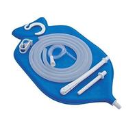 Ancient Impex Trousse de lavement en caoutchouc pour nettoyage du côlon - Dessus ouvert de 2 litres, bleu, avec tuyau en silicone et tous les accessoires inclus - Système de désintoxication et de