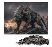 Ancient Kintsugi Stone Panther Statue Puzzle en Bois, 1000 pièces | Une activité puzzle flexible: une organisation simple du motif pendant une soirée calme.