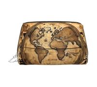 Ancient Map World Globe Organiseur de maquillage portable pour femme, Argenté., Taille unique, Trousse de toilette
