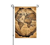 Ancient Map World Globe Porche Flag Double Face 71 x 102 cm, Bannière d'extérieur durable pour jardin, pelouse, décoration saisonnière