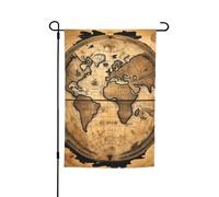 Ancient Map World Globe Print Petits drapeaux pour cour, jardin, drapeau épais pour porches pelouses résistant à la décoloration