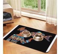 Ancient Maya and Fish Tapis d'alimentation imperméable et antidérapant pour chien et chat - Sans taches - Séchage rapide - Distributeur d'eau pour chien