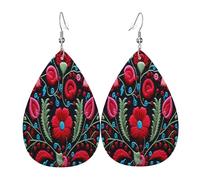 Ancient Mysterious Patterns Boucles d'oreilles en cuir en forme de larme pour femme - Boucles d'oreilles pendantes légères en PVC avec crochets en argent 925, imprimés double face | Cadeau