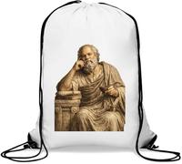 Ancient Philosopher in Thoughtful Pose Sac de gym décontracté avec cordon de serrage Blanc