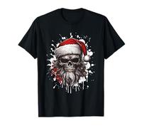 Ancient Style Ink | Tête de mort de Père Noël | Portrait de Noël coloré T-Shirt Noir Unisex-Adulte S