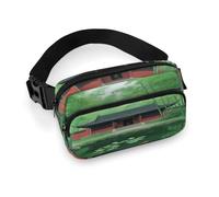 Ancient Temple in Bamboo Forest Sac banane pour femme imperméable et réglable Sac banane tendance décontracté pour course à pied, entraînement, randonnée, voyage
