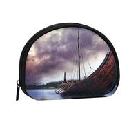 Ancient Times - Porte-monnaie imprimé bateau pour femme - Joli petit portefeuille avec fermeture éclair, Noir , Taille unique, Pochette à monnaie