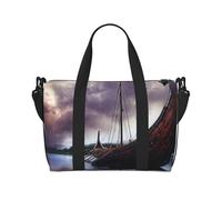 Ancient Times Sac de voyage imprimé bateau pour homme et femme, grand sac de sport résistant à l'eau, sac fourre-tout de week-end avec bandoulière, Noir , Taille unique, Sac de voyage