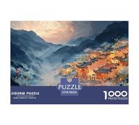 Ancient Town in The Chinese Style 1000 Pièces Carton Extra-épais Lot de Puzzles Blooming Village Stimulant Et Éducatif Jeu Créatif Puzzles pour Adultes Et Enfants 38x26cm/1000pcs