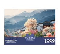 Ancient Town in The Chinese Style 1000 Pièces Carton Premium Lot de Puzzles Blooming Village Anti-Stress Jeu Familial Puzzles pour Adultes Et Enfants 38x26cm/1000pcs