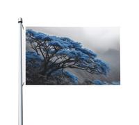 Ancient Trees With Blue Leaves Yard House Drapeaux, 9,1 x 1,5 m Saison Bannière de vœux avec œillets Décoration d'intérieur ou d'extérieur