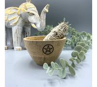 Ancient Wisdom Bol en bois pour offrandes et rituels - Pentagone - 11 x 7 cm