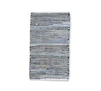 Ancient Wisdom Petit tapis 50 x 90 tons bleus - coton et jute recyclé - Fait main en Inde