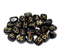 Ancient Wisdom Runes Stone Set en pochette - Black Agate