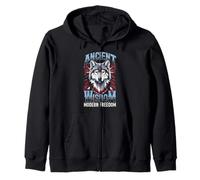 Ancient Wisdom Wolf Modern Freedom Design patriotique Sweat à Capuche