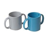 ANCIENTIMPEX Ancient Impex Lot de 2 tasses en céramique à double poignée pour une tenue sûre 350 ml (bleu, gris)