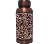 ANCIENTIMPEX Bouteille d'eau en cuivre pur - 600 ml - Motif floral | Gourde étanche en cuivre ayurvédique pour la santé, la désintoxication et l'hydratation quotidienne