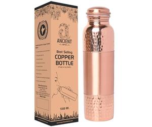ANCIENTIMPEX Bouteille d'eau potable en cuivre pur de style moyen uni, capacité de 1000 ml pour des bienfaits ayurvédiques pour la santé