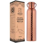 ANCIENTIMPEX HealthGoodsEU Bouteille d'eau martelée en cuivre pur avec poignée de transport 1000 ML | Bouteille d'eau étanche sans couture pour les avantages ayurvédiques