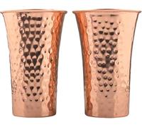 ANCIENTIMPEX Lot de 2 verres à eau ayurvédiques en cuivre martelé de qualité supérieure - Capacité de 350 ml