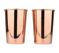 ANCIENTIMPEX Lot de 2 verres à eau ayurvédiques en cuivre pur de 300 ml - Fabriqués à la main - Stimulant la santé pour la digestion et l'immunité - Idéal pour la maison et le bureau