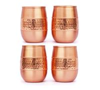 ANCIENTIMPEX Lot de 4 gobelets en cuivre pur (99,74 %) martelé pour les bienfaits de l'Ayurveda - Capacité de 250 ml