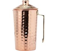 ANCIENTIMPEX Pichet à eau martelé en cuivre pur avec couvercle et poignée en laiton pour les bienfaits de l'Ayurveda (style moderne)