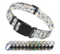 ANCKSADJ Collier pour chien avec boucle à dégagement rapide, joli collier en néoprène pour chiens de taille moyenne et grande, doux, durable et réglable, motif fleur bleue, taille L