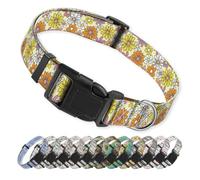 ANCKSADJ Collier pour chien avec boucle à dégagement rapide, joli collier en néoprène pour chiens de moyenne et grande taille, collier réglable pour animaux de compagnie, motif marguerite vintage