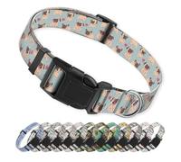 ANCKSADJ Collier pour chien avec boucle à dégagement rapide, joli collier en néoprène pour chiens de taille moyenne et grande, collier réglable, doux, durable et réglable, motif carlin, cœur rouge